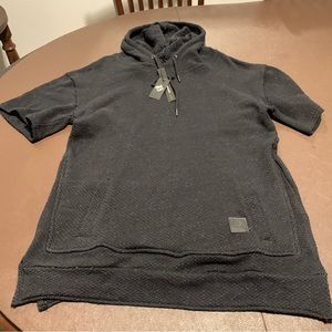 NEW! 8IGHTH DSTRKT Black Hoodie Shirt Size XL Worn Torn Look style.